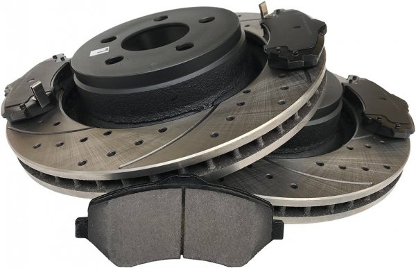 Klocki + WIERCONE tarcze hamulcowe przednie 332mm Dodge Nitro