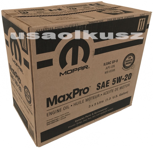 Karton oleju silnikowego MaxPro 5W20 MOPAR GF-6A MS-6395 15L