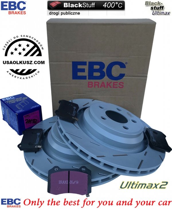 Tylne klocki Ultimax2 + NACINANE tarcze hamulcowe 350mm EBC seria USR Dodge Magnum SRT-8 6,1 V8