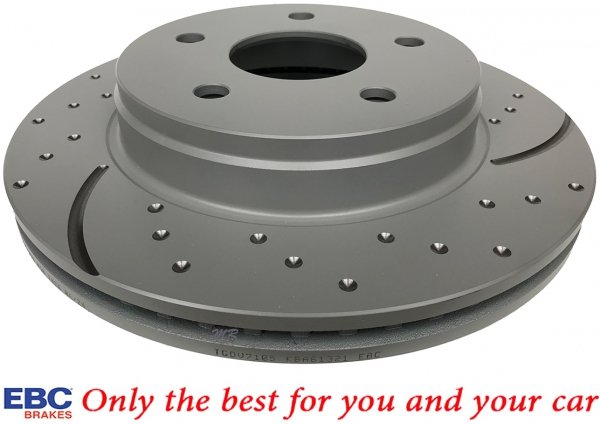 Przednie klocki Ultimax2 + nawiercone nacinane tarcze hamulcowe EBC seria GD Dodge RAM 1500 2006-