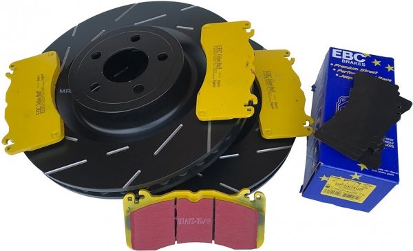Przednie klocki YellowStuff + tarcze hamulcowe EBC seria USR Ford Mustang 5,0 V8 2015-