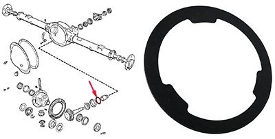 Podkładka regulacyjna łożysk wałka ataku mostu 8,25 / 210MM - 0,96mm Chrysler Aspen