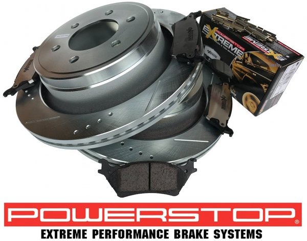 Tylne klocki Z36 + WIERCONE tarcze hamulcowe 6 szpilek manualny ręczny POWERSTOP Ford F-150 F150 2012-