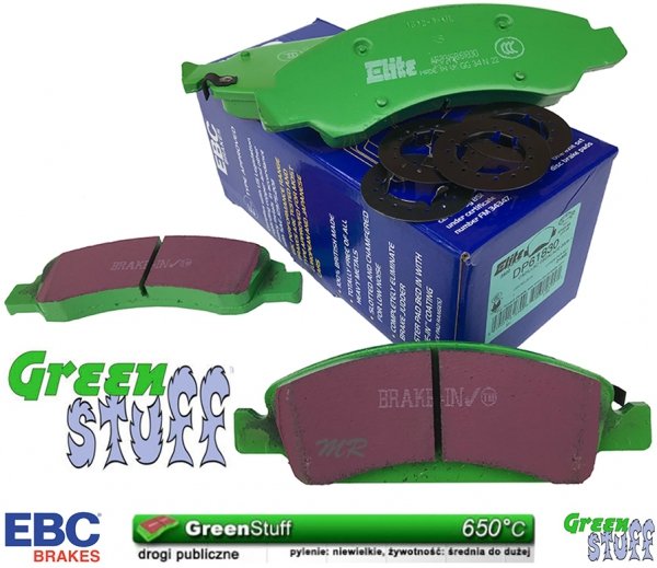 Przednie klocki GreenStuff + NACINANE tarcze hamulcowe 330mm EBC seria USR Cadillac Escalade AWD 2009-2020