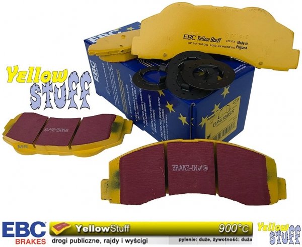 Przednie klocki YellowStuff + NAWIERCANE NACINANE tarcze hamulcowe EBC seria GD Ford Expedition 2011-