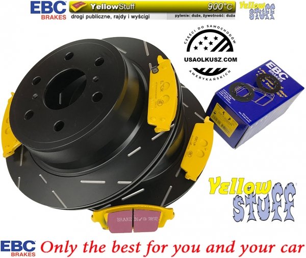 Tylne klocki YellowStuff + NACINANE tarcze hamulcowe EBC seria USR GMC Yukon 2007-2020