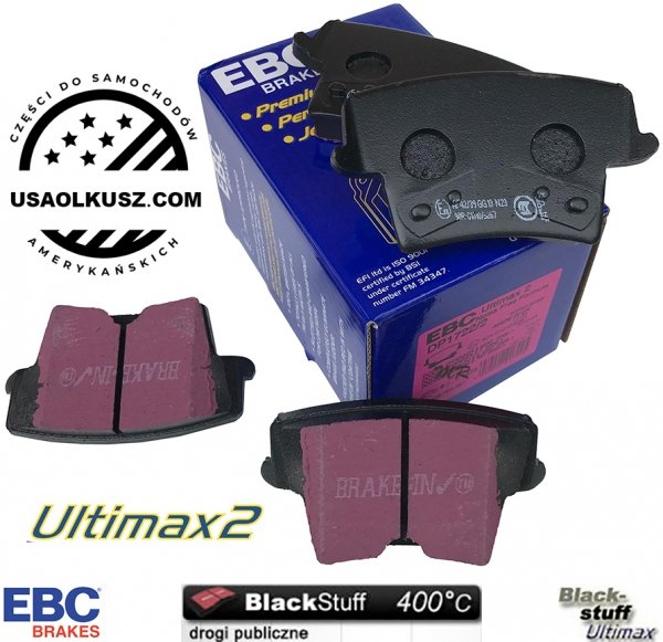 Tylne klocki Ultimax2 + WENTYLOWANE tarcze hamulcowe EBC seria PREMIUM Chrysler 300C
