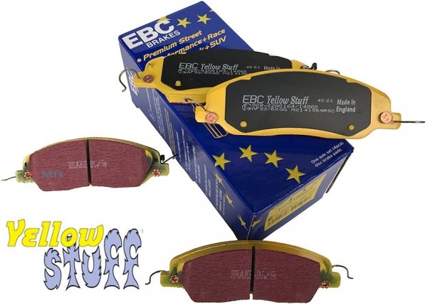 Przednie klocki YellowStuff + NACINANE tarcze hamulcowe 293mm EBC serii USR Ford Mustang 2005-2010