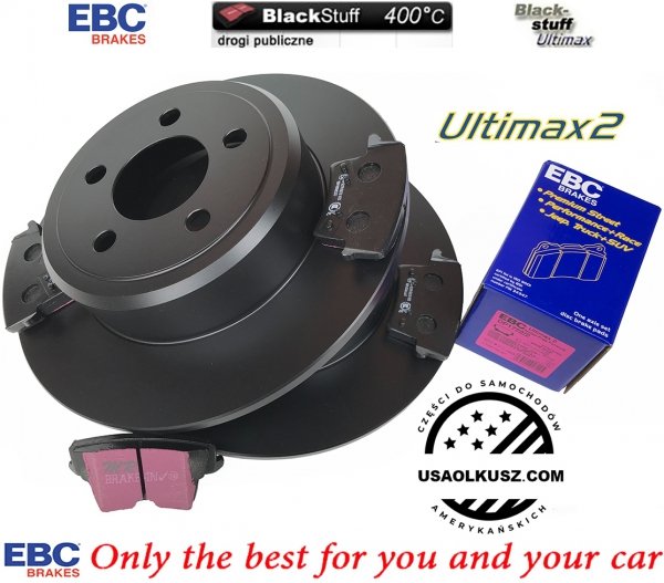 Tylne klocki Ultimax2 + NIE WENTYLOWANE tarcze hamulcowe EBC seria PREMIUM Chrysler 300C RWD V6