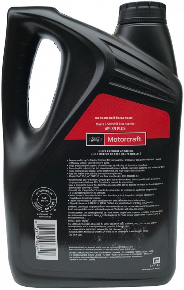Oryginalny filtr oraz syntetyczny olej silnikowy Motorcraft 5W30 Ford Escape 3,0 V8 -2008