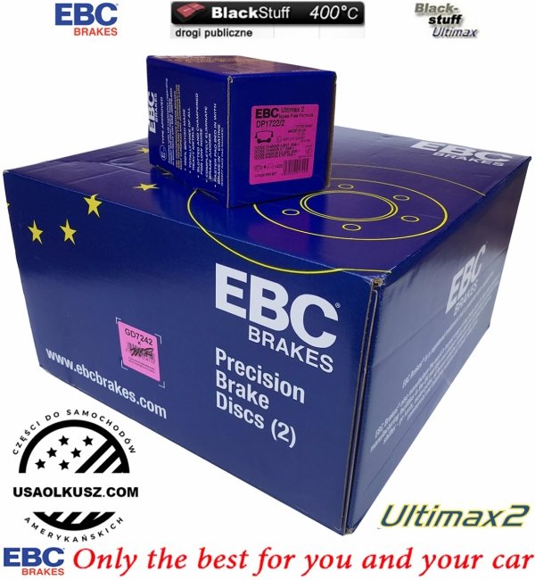Tylne klocki Ultimax2 + WIERCONE NACINANE tarcze hamulcowe EBC seria GD Dodge Charger RWD V6