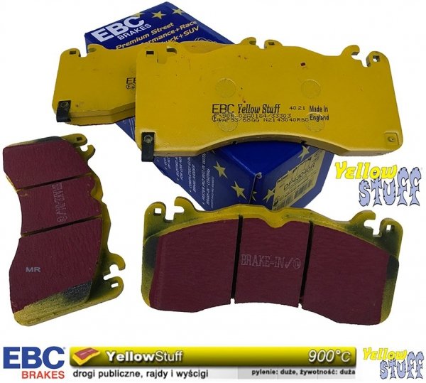 Przednie klocki YellowStuff + tarcze hamulcowe EBC seria USR Ford Mustang 5,0 V8 2015-