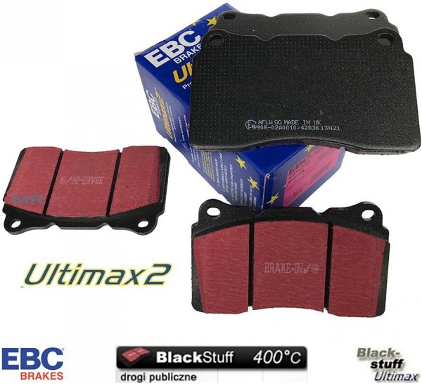 Przednie klocki Ultimax2 + NACINANE tarcze hamulcowe 355mm EBC seria BSD Ford Mustang 2005-2014