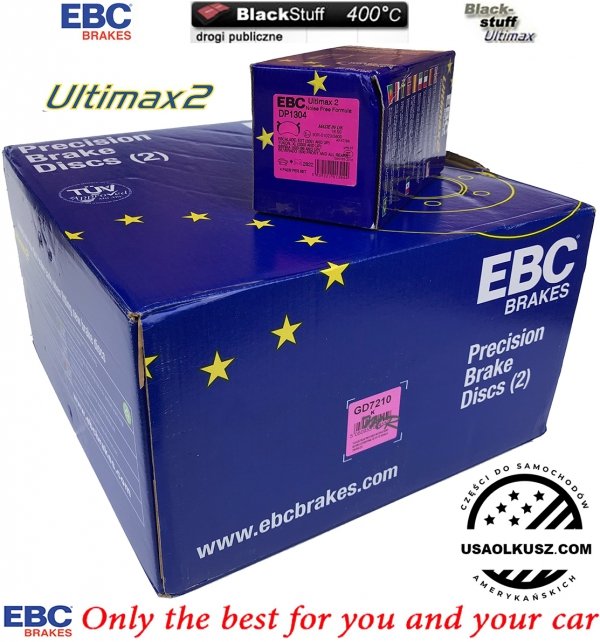 Tylne klocki Ultimax2 + NAWIERCANE NACINANE tarcze hamulcowe EBC seria GD GMC Sierra -2007