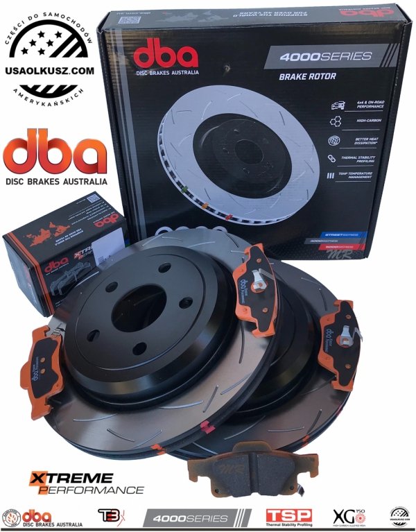 Tylne klocki XTREME PERFORMANCE + tarcze hamulcowe DBA seria 4000 T3 Dodge Durango 2011-