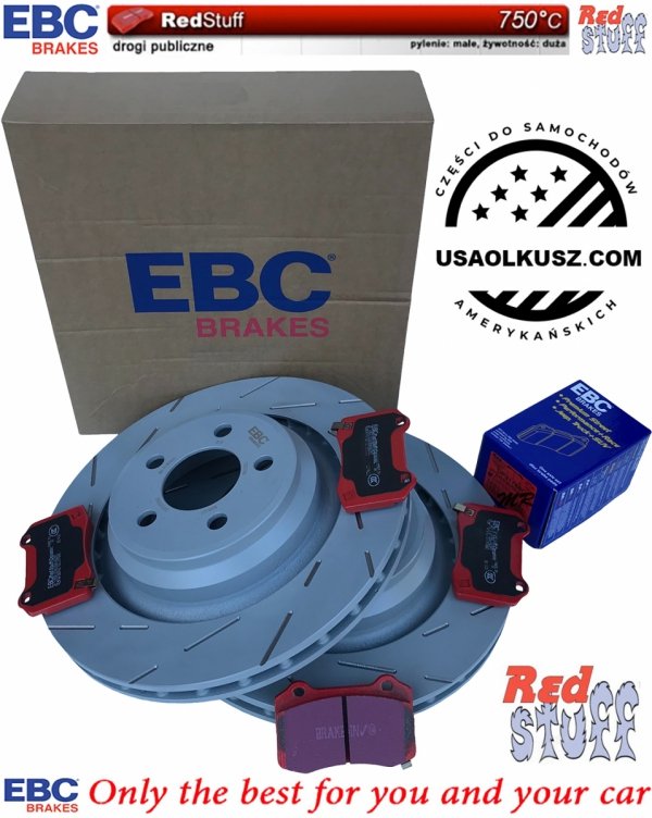 Tylne CERAMICZNE klocki RedStuff + NACINANE tarcze hamulcowe 350mm EBC seria USR Chrysler 300C SRT