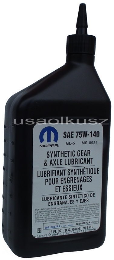 Oryginalny Olej Mostu Tylnego 75w140 Mopar Ms 8985 Chrysler 300c