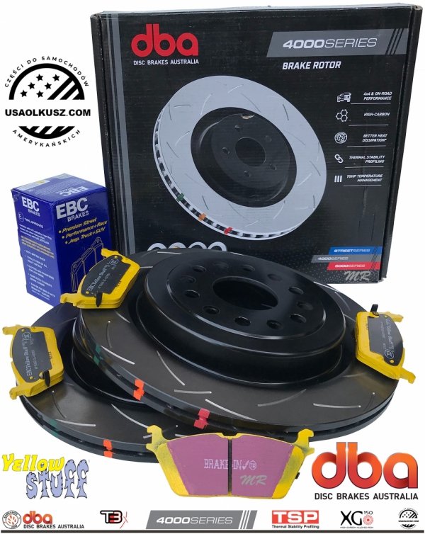 Tylne klocki EBC YellowStuff + tarcze hamulcowe DBA seria 4000 T3 RAM 1500 DT 2019-
