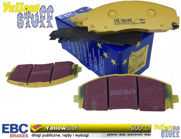 Przednie klocki YellowStuff + NAWIERCANE NACINANE tarcze hamulcowe 330mm EBC seria GD Chrysler Voyager Town Country 2012-2016
