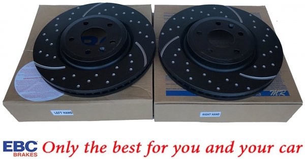 Przednie klocki Ultimax2 + NAWIERCANE NACINANE tarcze hamulcowe 325mm EBC seria GD Ford Explorer 2011-2019