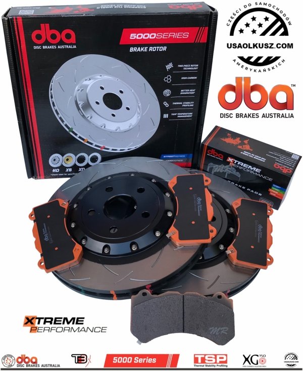 Przednie klocki XTREME + pływające dwuczęściowe tarcze hamulcowe 380mm DBA T3 seria 5000 Jeep Grand Cherokee SRT 6,4 V8 2012-