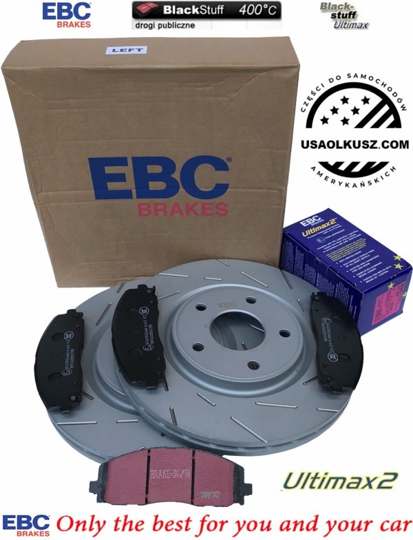 Przednie klocki Ultimax2 + NACINANE tarcze hamulcowe 330mm EBC seria USR RAM Cargo Van 2012-