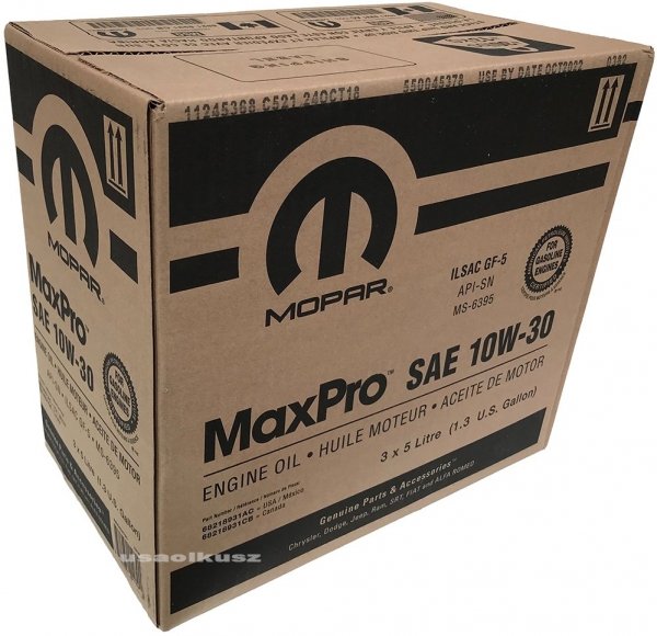 	Karton oleju silnikowego MaxPro 10W30 MOPAR GF-5 MS-6395 15l