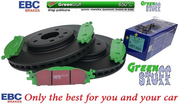 Przednie klocki GreenStuff + tarcze hamulcowe 325mm EBC seria Premium Ford Explorer 2011-2019