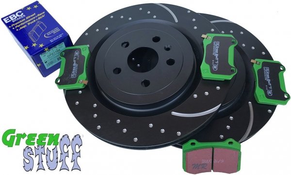 Tylne klocki GreenStuff + NAWIERCANE NACINANE tarcze hamulcowe 365mm EBC seria GD Cadillac CTS CTS-V 6,2 V8 Supercharged