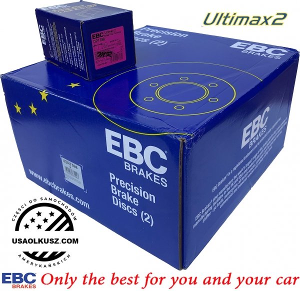 Tylne klocki Ultimax2 + NACINANE tarcze hamulcowe EBC seria USR Dodge Durango SRT Hellcat