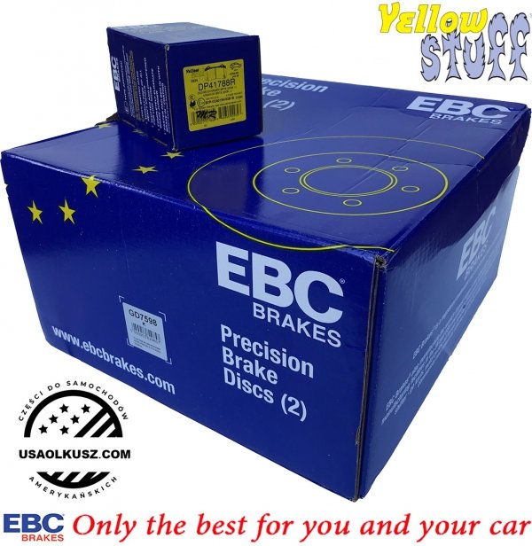 Tylne klocki YellowStuff + NAWIERCANE NACINANE tarcze hamulcowe EBC seria GD Jeep Grand Cherokee SRT / Trackhawk