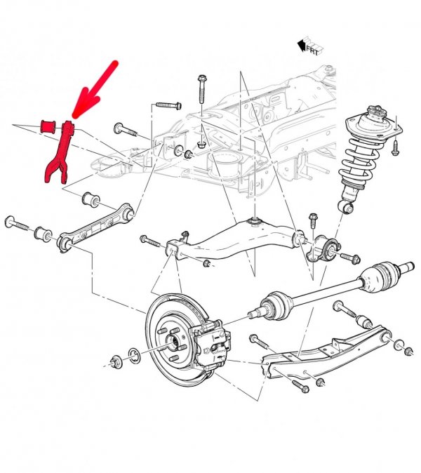 Wahacz wzdłużny tylnego zawieszenia Chevrolet Camaro 2010-2015
