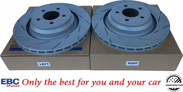 Tylne CERAMICZNE klocki RedStuff + NACINANE tarcze hamulcowe 350mm EBC seria USR Chrysler 300C SRT