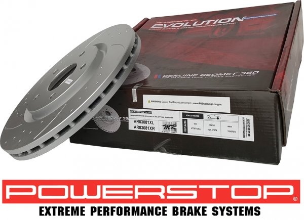 Przednia WIERCONA nacinana tarcza hamulcowa 330mm POWERSTOP Chrysler Pacifica FWD 2017-