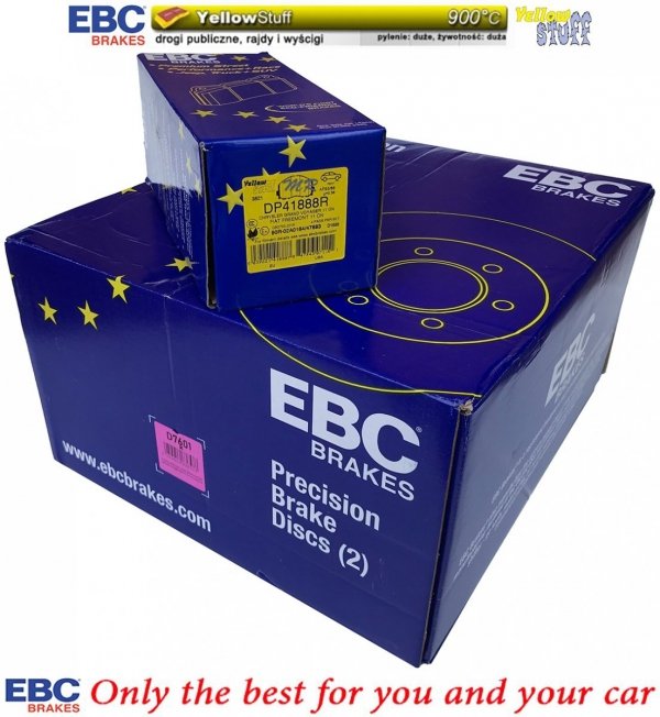 Przednie klocki YellowStuff + tarcze hamulcowe 330mm EBC seria Premium Volkswagen Routan 2012-
