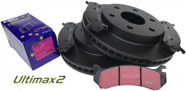 Przednie klocki Ultimax2 + tarcze hamulcowe EBC seria PREMIUM GMC Yukon -2006
