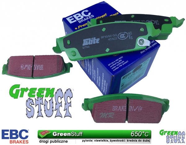 Tylne klocki GreenStuff + tarcze hamulcowe EBC seria PREMIUM GMC Sierra 1500 2007-2019