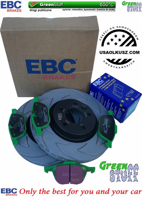 Przednie klocki GreenStuff + NACINANE tarcze hamulcowe 300mm EBC seria BSD Ford Escape FWD 2013-2019