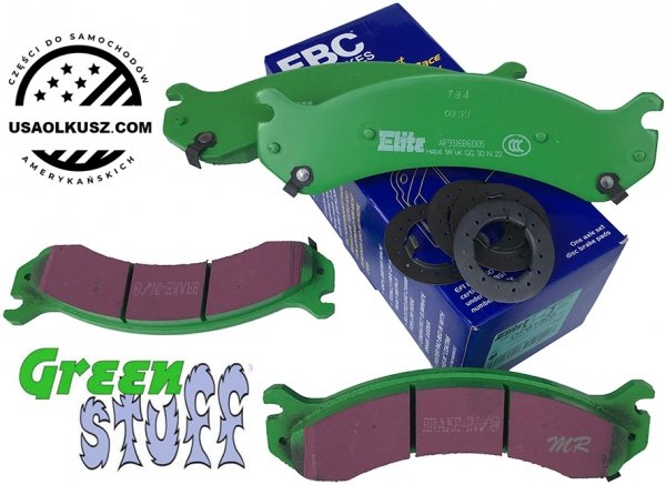 Przednie klocki GreenStuff + NAWIERCANE NACINANE tarcze hamulcowe EBC seria GD GMC Savana 2500 2003-2019