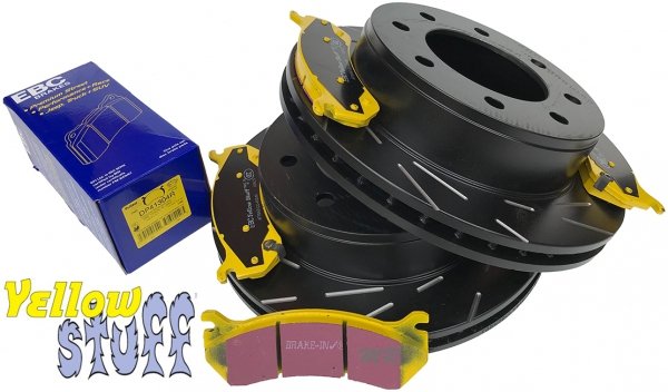 Tylne klocki YellowStuff + NACINANE tarcze hamulcowe EBC seria USR GMC Yukon XL 2500 2000-2007