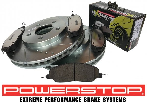 Przednie klocki Z26 + WIERCONE tarcze hamulcowe 293mm POWERSTOP Ford Mustang 2005-2010