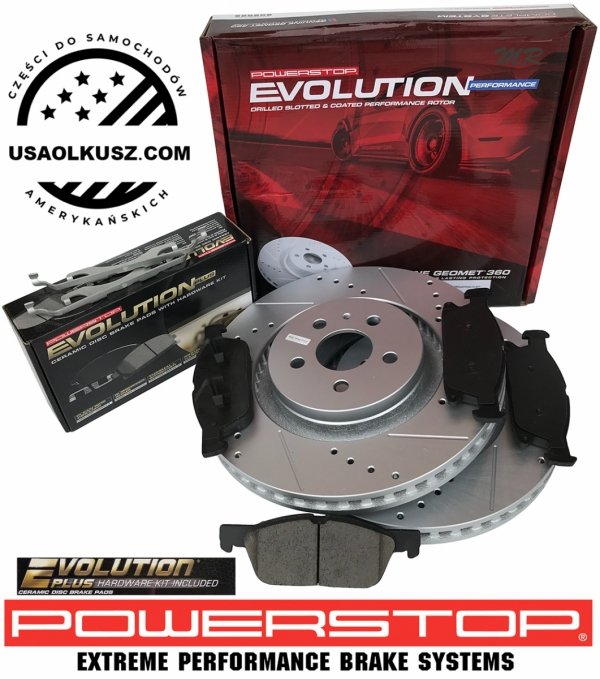 Przednie klocki Z17 + WIERCONE NACINANE tarcze hamulcowe 345mm POWERSTOP Lincoln Continental 2017-2020