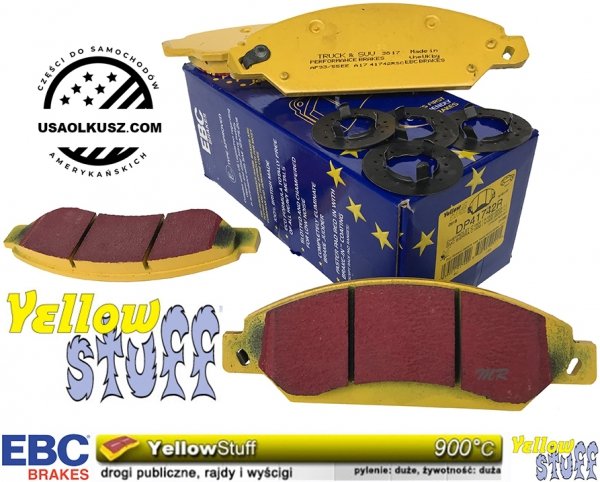 Przednie klocki YellowStuff + NAWIERCANE NACINANE tarcze hamulcowe 330mm EBC seria GD GMC Yukon 2007-2008