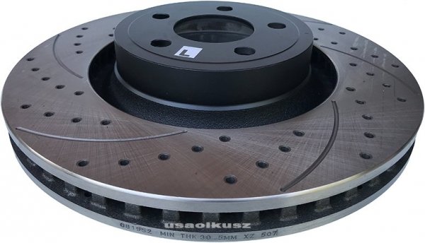 Przednie klocki + WIERCONE tarcze hamulcowe 352mm Ford Mustang 2015-