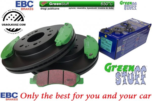 Przednie klocki GreenStuff + tarcze hamulcowe 330mm EBC seria PREMIUM Cadillac Escalade AWD 2007-2008
