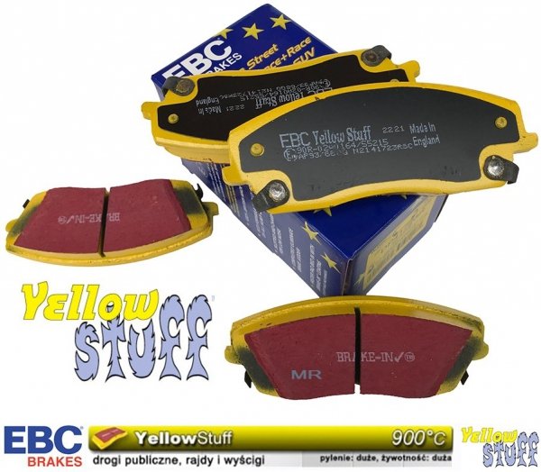 Przednie klocki YellowStuff + WIERCONE NACINANE tarcze hamulcowe 320mm EBC seria GD Dodge Challenger RWD V6