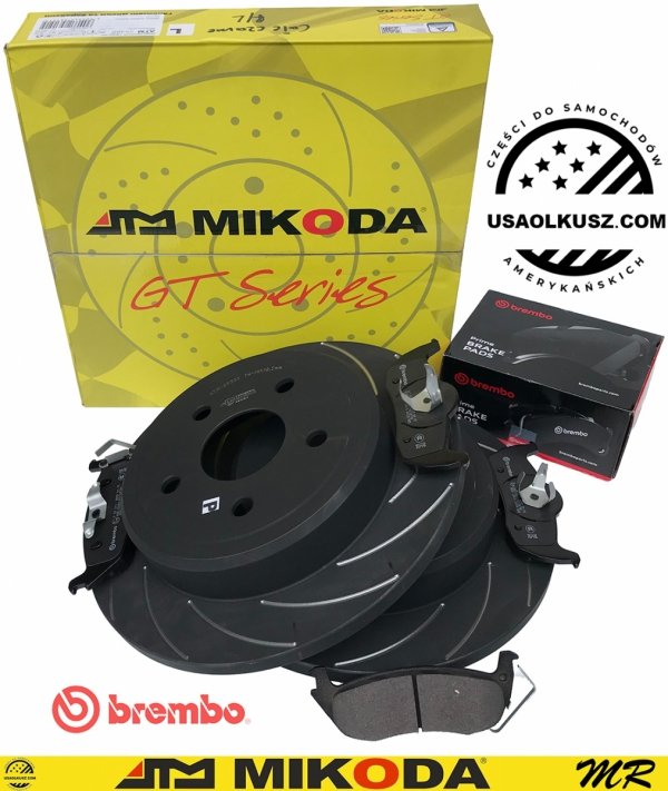 Tylne klocki BREMBO + NACINANE tarcze hamulcowe AMT SLOTTED Jeep Grand Cherokee 2005-2010
