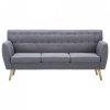 3-osobowa sofa tapicerowana tkaniną, 172x70x82 cm, jasnoszara