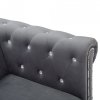 Sofa Chesterfield, 3-os., obita aksamitem, 199x75x72 cm, szara