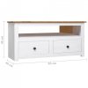 Narożna szafka pod TV, biała, 93x49x49 cm, sosna, seria Panama